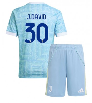 Juventus Jonathan David #30 Udebanetrøje Børn 2025-26 Kortærmet (+ Korte bukser)